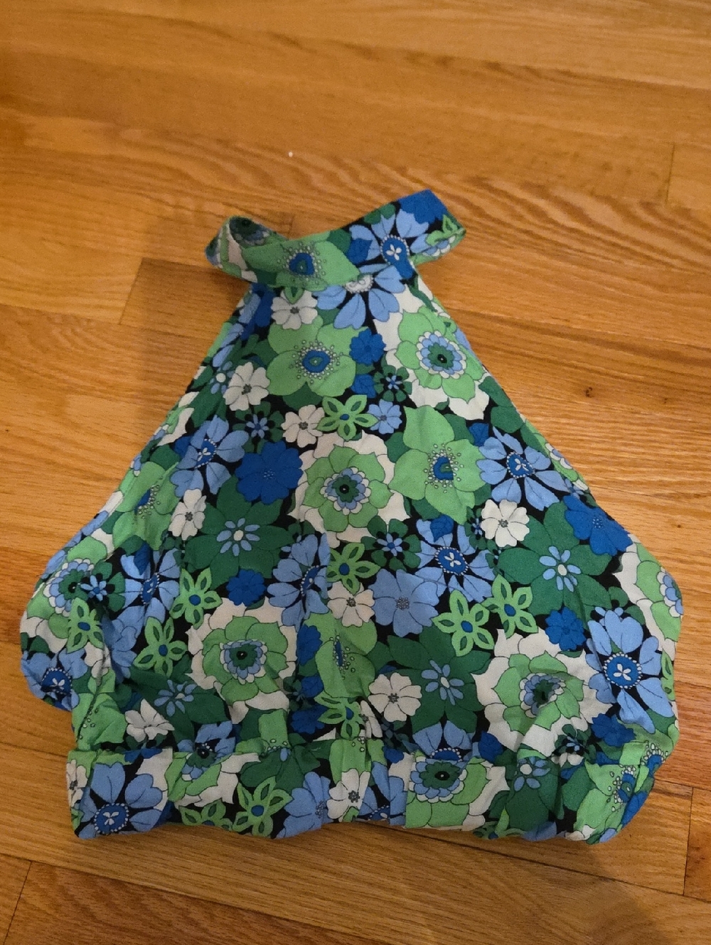 Persaya Floral Halter Crop Top - Blue & Green
